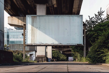 Obraz premium Billboard sign mockup in the urban environment, blank space to display your advertising or branding campaign.