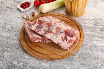 Raw pork ribs for barbecue