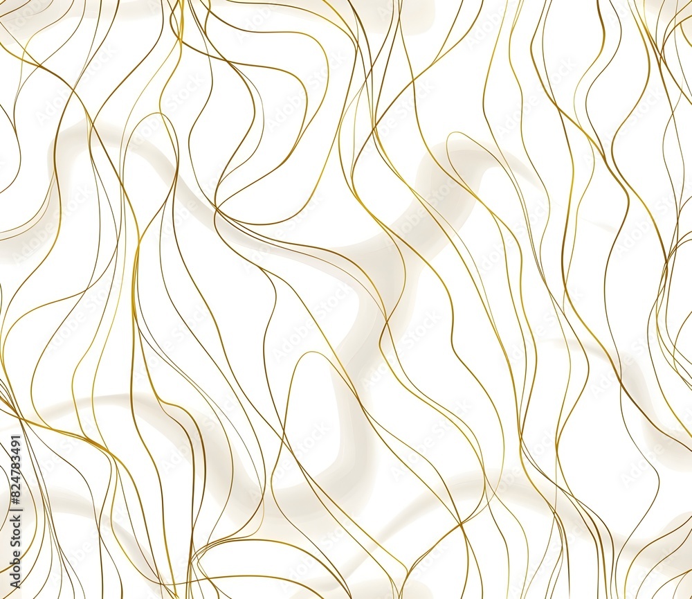 Poster vector pattern of delicate lines in the form of simple organic shapes, thin and elegant golden line 