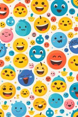 Fototapeta premium Background with various emojis. Flat illustration. World Emoji Day