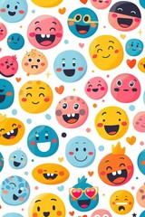 Background with various emojis. Flat illustration. World Emoji Day