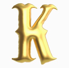 Letter K uppercase vintage golden antique text isolated
