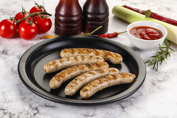 Grilled natural organick white sausages