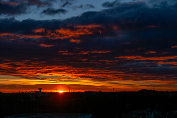 sunset over the city