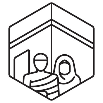 kaaba pilgrims black line art clip art preview
