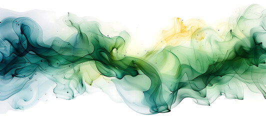 abstract green ink and water wash isolated on white background