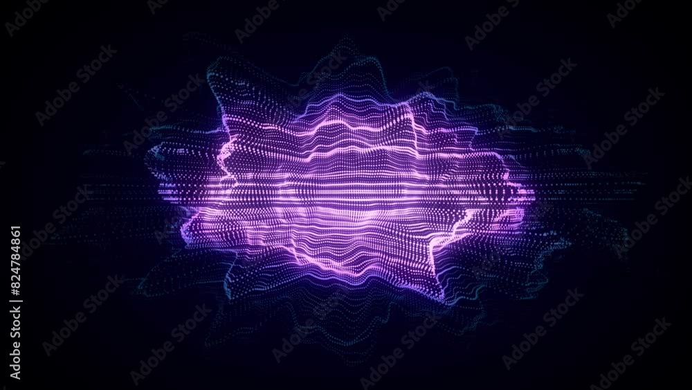 Aufkleber Abstract digital blue circle wave on black background. Big data visualization. Analytics representation. Sphere with explosion of bright particles. 3d rendering.