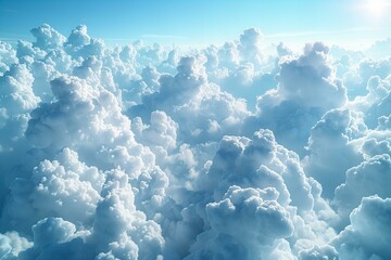 Illustration of beautiful white clouds in the sky, soft clouds, large clouds, simple background, 