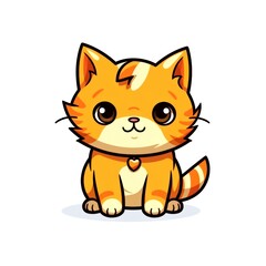 Fototapeta premium illustration art kawaii cartoon of cat isolated on white background