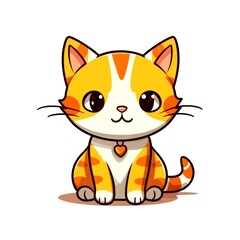 Obraz premium illustration art kawaii cartoon of cat isolated on white background