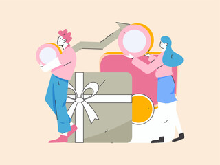 Holiday shopping people doing e-commerce online shopping flat vector concept operation hand drawn illustration
