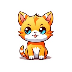 Obraz premium illustration art kawaii cartoon of cat isolated on white background