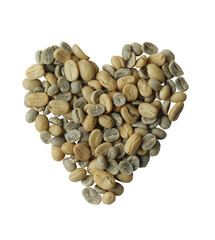 Letter LOVE of the English alphabet made from coffee beans, transparent background Fonts for coffee shops