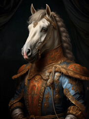 White royal Horse. Horse Royal Portrait 