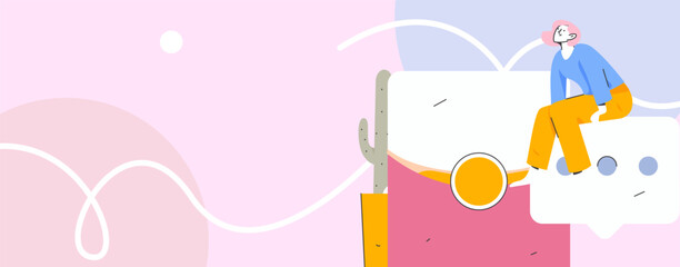 Holiday shopping people doing e-commerce online shopping flat vector concept operation hand drawn illustration
