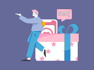 Holiday shopping people doing e-commerce online shopping flat vector concept operation hand drawn illustration
