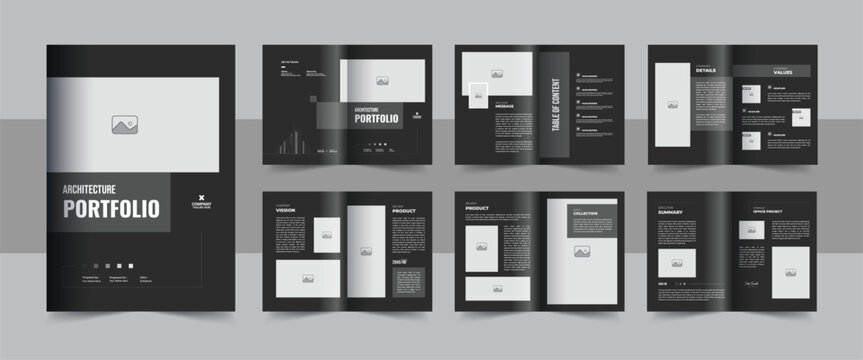 Creative architecture or interior portfolio template layout, architecture and interior brochure portfolio design