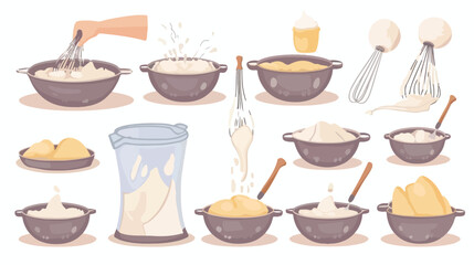 Whisking cartoon icon. Pastry baking preparation proc