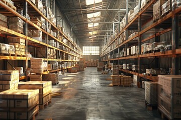 Fototapeta premium Large warehouse stacking of goods
