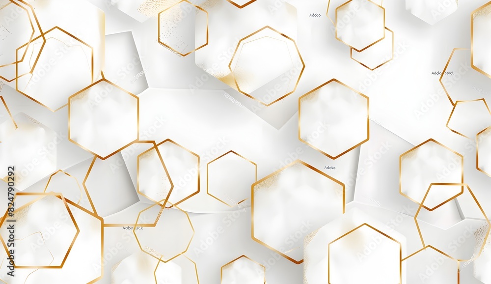 Poster vector seamless pattern with gold lines and hexagons in a modern style