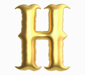 Letter H uppercase vintage golden antique text isolated