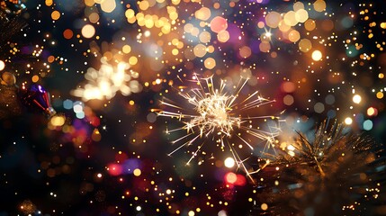 abstract glitter background with fireworks, New Year, Christmas, holiday concept - Powered by Adobe