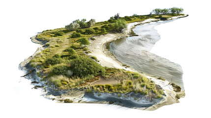 Modern nature national park background wallpaper, backdrop, texture, iSimangaliso Wetland Park, South Africa, isolated. LIDAR model, elevation scan, topography map, 3D render, template, aerial, drone