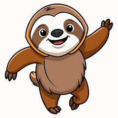 Adorable Sloth Cartoon Drawing, Cute Sloth Graphic