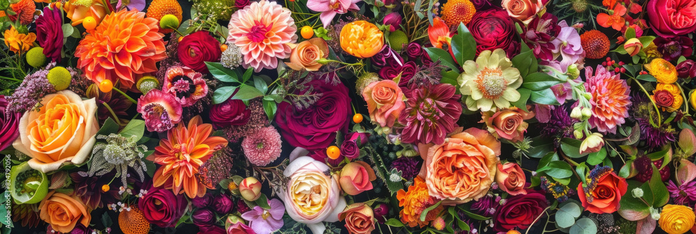 Aufkleber multiple flower bunches hang on table, creating a colorful and decorative display