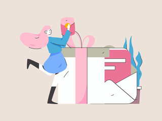 Holiday shopping people doing e-commerce online shopping flat vector concept operation hand drawn illustration
