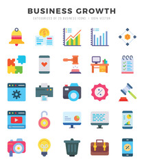 Business Growth Icons Pack. Flat icons set. Flat icon collection set. Simple vector icons.
