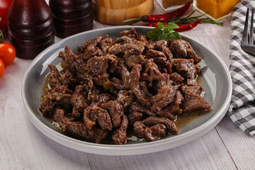 Stew beef slices with gravy