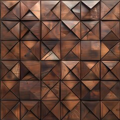 dark brown wooden geometric wall background with triangular patterns