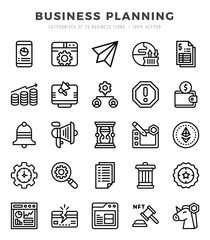 Set of Business Planning Icons. Simple line art style icons pack.