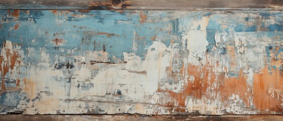 Obraz premium Distressed paint on wood with peeling details, rustic background
