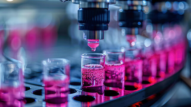 Automated liquid handling robot in medical lab, processing samples to detect specific biomarkers for early cancer identification