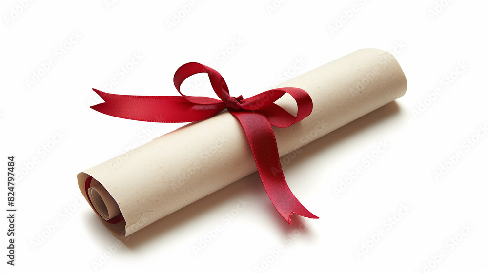 Wall mural Rolled Up Diploma With Red Ribbon