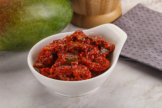 Spicy pickled raw green mango