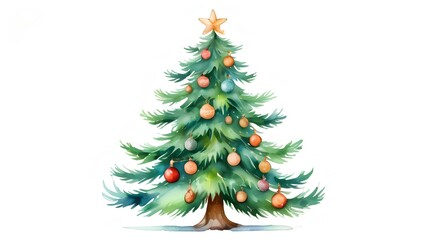 Christmas trees with ornaments and a star on top