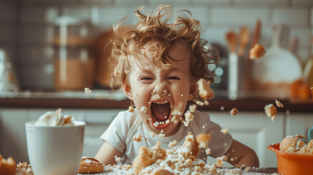 Young Child Eating Cereal From a Bowl