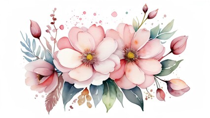 Naklejka premium pink watercolor flowers in stunning 4k resolution, with soft, ethereal strokes and vibrant hues