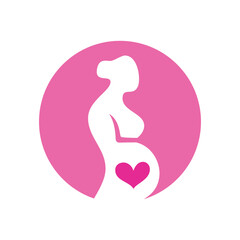 Simple Pregnancy Woman Icon Logo Design