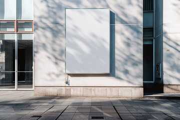 Signboard poster mockup on a facade of the building, blank space to display your advertising or branding campaign
