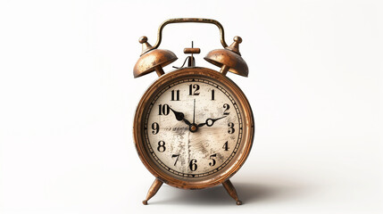 Old Fashioned Alarm Clock on White Background