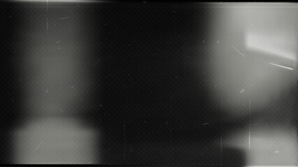 Old film texture with scratches, noise and light leaks. Realistic transparent overlay film texture in black-white, dust and grain. Distressed retro movie or photo negative effect of cinema nostalgia