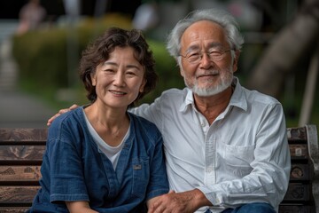 Obraz premium Group photo of elderly couples in Asia