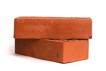 Orange brick isolated on the white background. Top view.