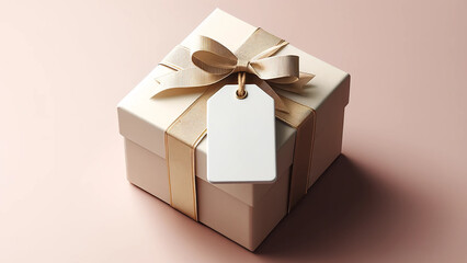Obraz premium gift or product label mockup on a present box.