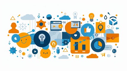 Obraz premium Set of design and development people illustrations. Flat design vector illustrations of graphic and web design and development, social media, creative process, app development