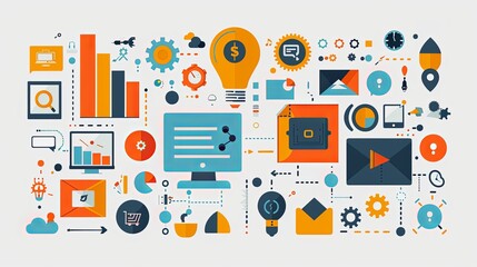 Set of design and development people illustrations. Flat design vector illustrations of graphic and web design and development, social media, creative process, app development